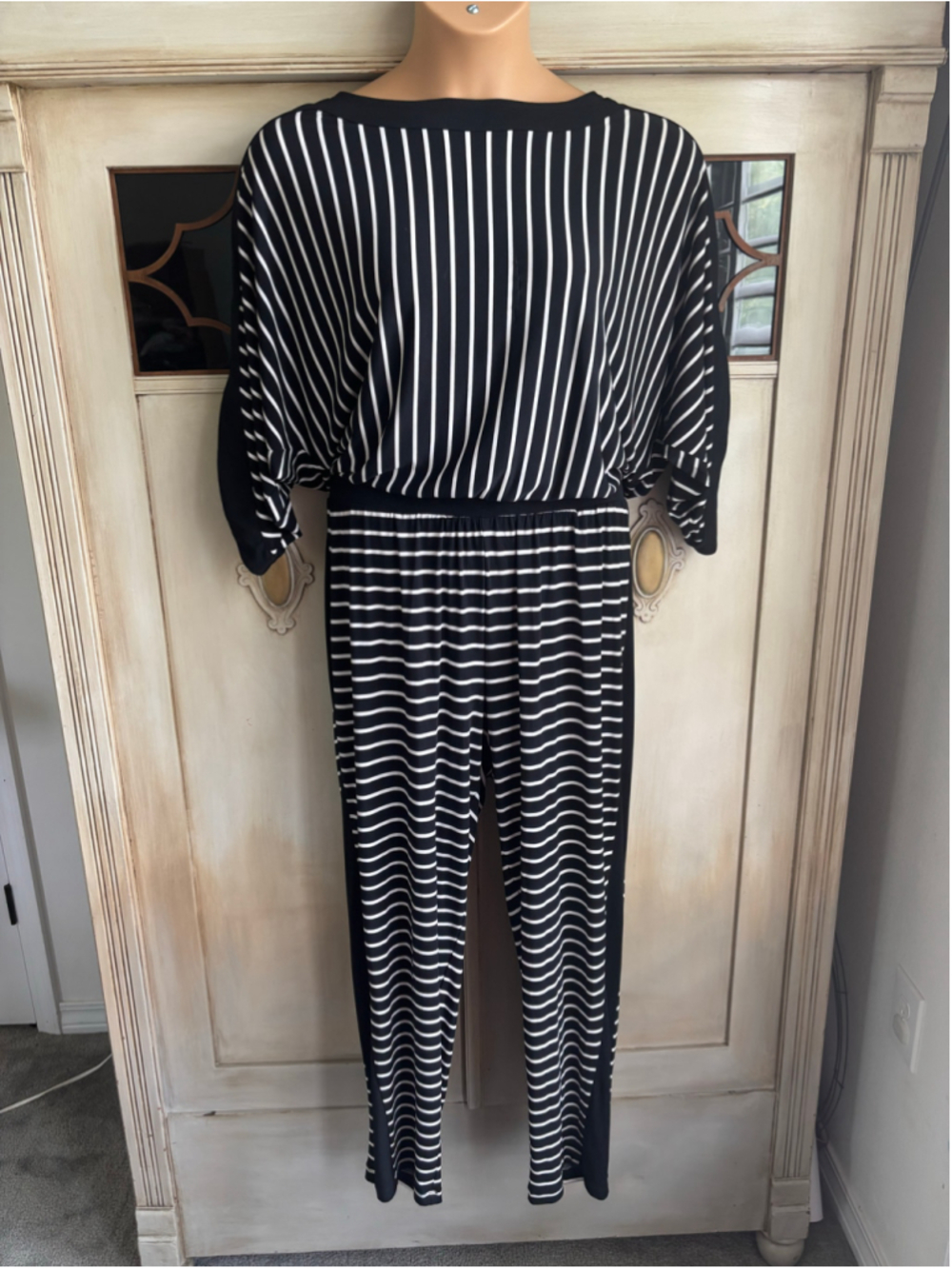 EUC Chicos Striped Dolman Sleeve Jumpsuit | Size 3 (XL) - Picture 2 of 9